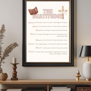 The Beatitudes Printable Wall Art | Christian Scripture Decor | Sermon on the Mount Digital Print | Bible Verse Wall Art | Matthew 5