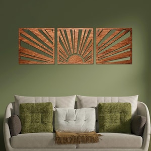 Sunrise Wall Art, Sunrise Wood Wall Decor, Sunburst Wall Decor, Sunburst Wood Wall Art, Geometric Mid Century, Modern Sunset Wall Decor