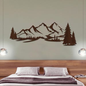 Mountain Wall Wooden Hanging Decor, Mountain Wood Wall Art, Mountain Wall Art Wood Hanging, Wood Mountain Range Silhouette, Wood Wall Decor