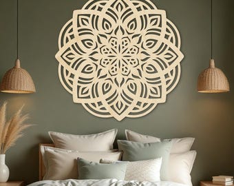Arte de pared de madera con mandala, colgante de pared con mandala, elegante mandala de madera, mandala geométrico de madera, decoración de pared de madera, arte de pared con mandala