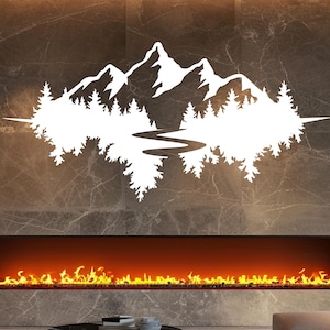 Mountain Wooden Art, Wooden Mountain Silhouette, Mountain Decor Wall Art, Mountain Wall Art Wood Hanging, Wood Wall Hanging, Modern Wood Art
