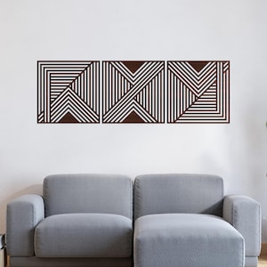 Arte geométrico de madera para pared, paneles geométricos de madera para pared, panel de líneas geométricas, arte abstracto moderno de madera, arte moderno de madera para pared, arte de madera para pared