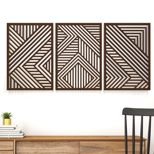 Wood Boho Wall Decor, Boho Wood Wall Art, Bauhaus Style Wall Decor, Abstract Wood Wall Art, Modern Bauhaus Wall Hanging, Wood Wall Panel Set