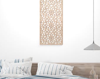 Marokkanische Holzplatten, marokkanische Wandkunst, dekorative Gitter, arabische Fensterwand, Arabesken, marokkanische Wanddekoration