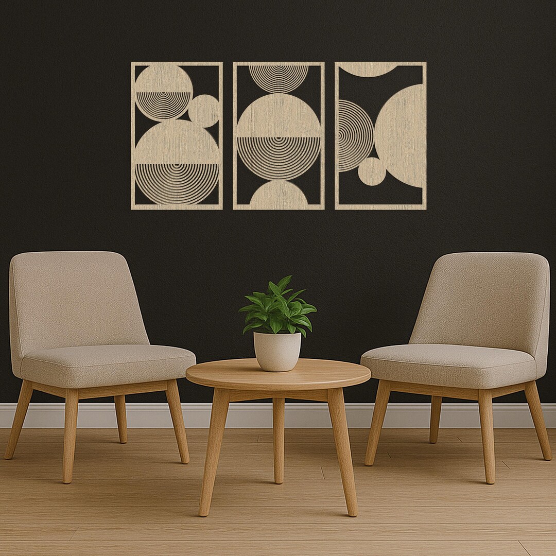 Bauhaus Style Wood Decor, Abstract Wood Wall Art, Boho Wood Wall Art ...