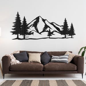 Wood Mountain Wall Art, Wooden Mountains, Mountain Wall Art Wooden Hanging, Natural Wooden Wall Art, Wood Mountain Range Silhouette