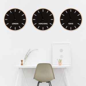 Time Zone Clock Wall, City Wall Clock, Custom Travel Wall Clock, World Wood Wall Clock, World Time Zone Clock, Multiple Time Zone Wall Clock
