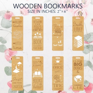 Marcapáginas de madera, Marcapáginas cortados con láser, Marcapáginas de madera personalizados, Marcapáginas de madera grabados, Marcapáginas de madera hechos a mano, Marcapáginas personalizados