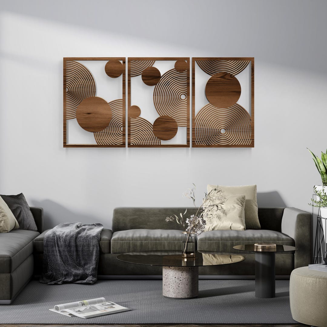 Boho Wood Wall Art, Bauhaus Style Wall Decor, Abstract Wood Wall Art ...