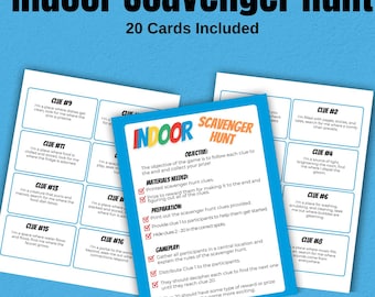 Caccia al tesoro al chiuso stampabile per bambini / Gioco per giornate di pioggia, attività senza schermi per bambini / Caccia al tesoro al chiuso / Divertimento in famiglia
