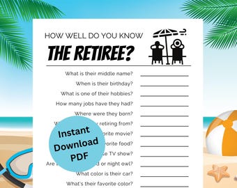 How Well Do You Know the Retiree Game Printable | Who Knows the Retiree Best | Retirement Party Game | Office Farewell Activity