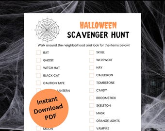 Halloween Scavenger Hunt Printable | Halloween Party Game for Kids | Spooky Halloween Activity | Classroom Game | Trick or Treat Hunt