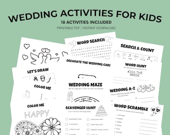Wedding Kids Activity Pack Printable | 18 Kids Table Activities | Wedding Coloring & Games Pack | Reception Kids Table Printable