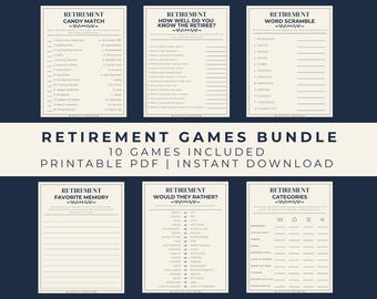 Retirement Party Games Bundle | 10 Printable Retirement Games | Retirement Party Activities | Office Retirement Games | 2 Sizes Included
