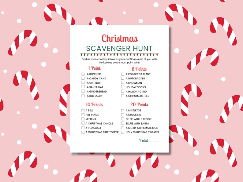 Christmas Scavenger Hunt Game Printable | Holiday Party Game for Kids ...