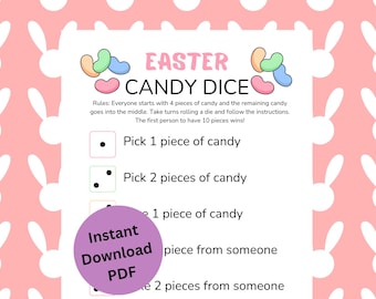 Easter Candy Dice Game Printable | Easter Party Game | Roll the Candy Dice Game | Easter Classroom Activity | Family Easter Party Game