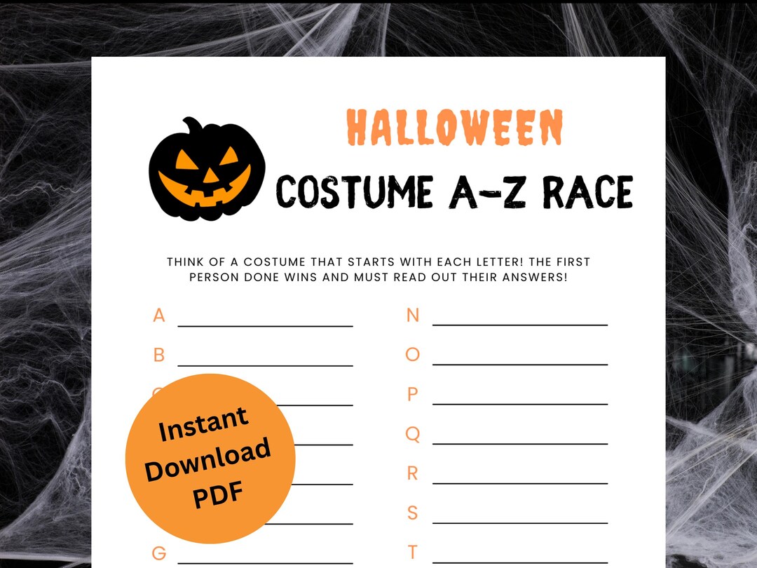 Halloween A Z Costume Game Printable | Halloween Alphabet Game | A to Z ...
