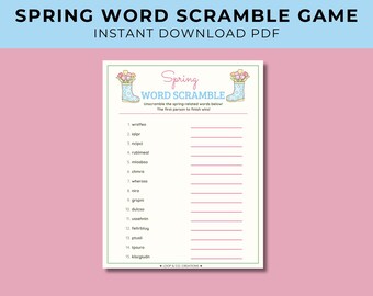 Spring Word Scramble | Printable Spring Activity for Kids | Spring Classroom Game | Spring Party Game | Kids Word Puzzle