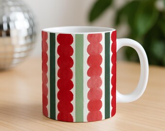 Preppy Coffee Mug | Gift for Her | Colorful Striped Mug | Pink Green Coffee Mug | Teacher Gift | Coworker Gift | Unique Gift for Women