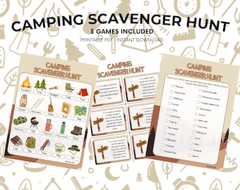 Camping Scavenger Hunt Printable | Campground Activity for Kids & Families | Outdoor Nature Hunt Game | Summer Camping Activity