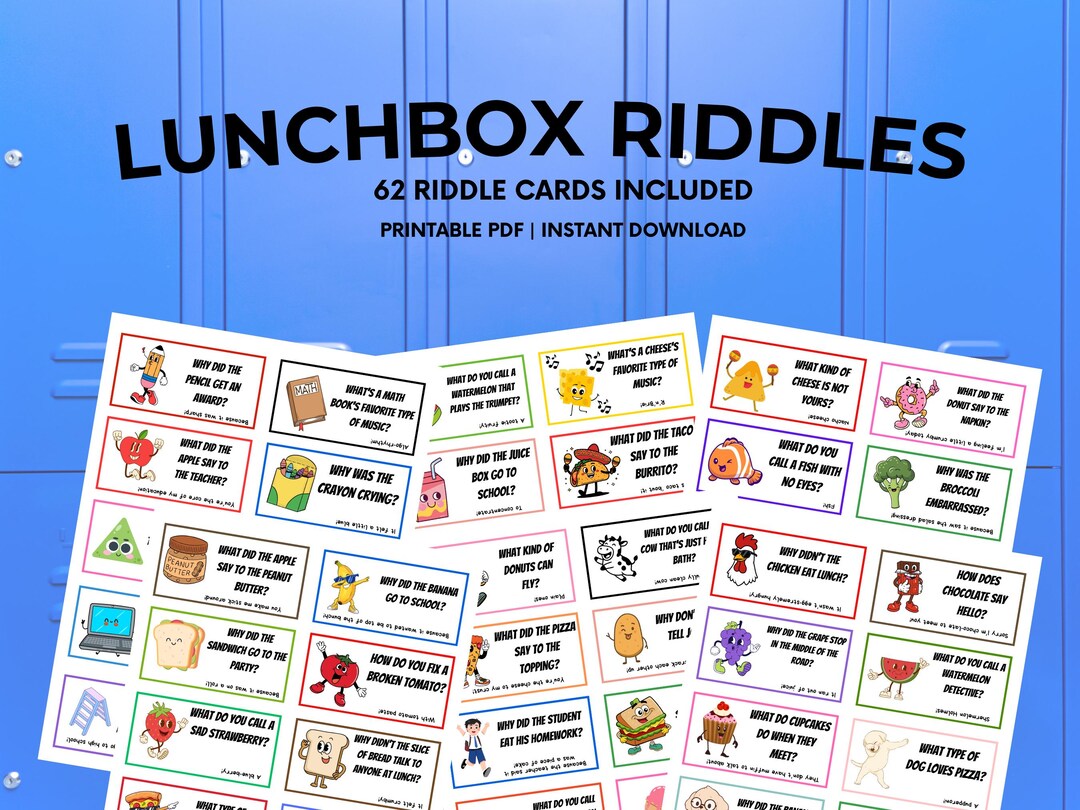 Lunch Box Riddles Printable Notes for Kids Etsy