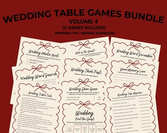 Wedding Table Games Bundle Printable | Wedding Reception Games | Icebreaker Table Cards | Wedding Activities