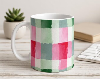 Pink Green Mug | Gift for Her | Color Block Coffee Mug | Abstract Coffee Cup | Unique Gift for Women | Teacher Gift | Coworker Gift