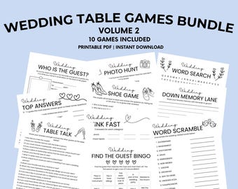 Wedding Table Games Bundle Printable | Wedding Reception Games | Ice Breaker Wedding Activities | Cocktail Hour Games | Instant Download