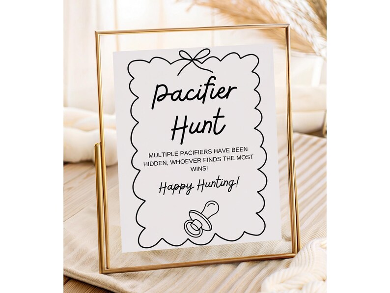 Pacifier Scavenger Hunt Baby Shower Game Sign Printable | Find the ...