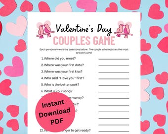 Couples Date Night Game Printable | Valentine’s Day Game for Couples | Relationship Questions Game | Fun Date Night Activity