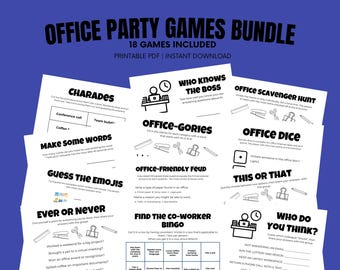 Office Party Games Bundle Printable | Team Building Games for Work | Coworker Party Activities | Staff Icebreaker Games | Workplace Games