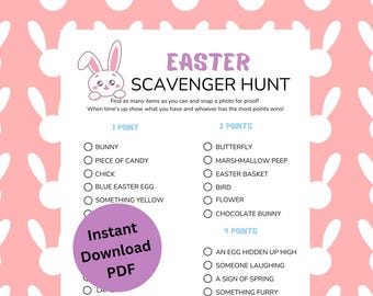 Easter Scavenger Hunt Printable | Easter Treasure Hunt Clues | Kids Easter Game | Easter Egg Hunt Game | Family Easter Activity