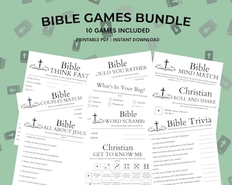 Bible Games Bundle Printable | Christian Party Games for Adults | Youth Group Games | Women’s Ministry Games | Bible Trivia Activities