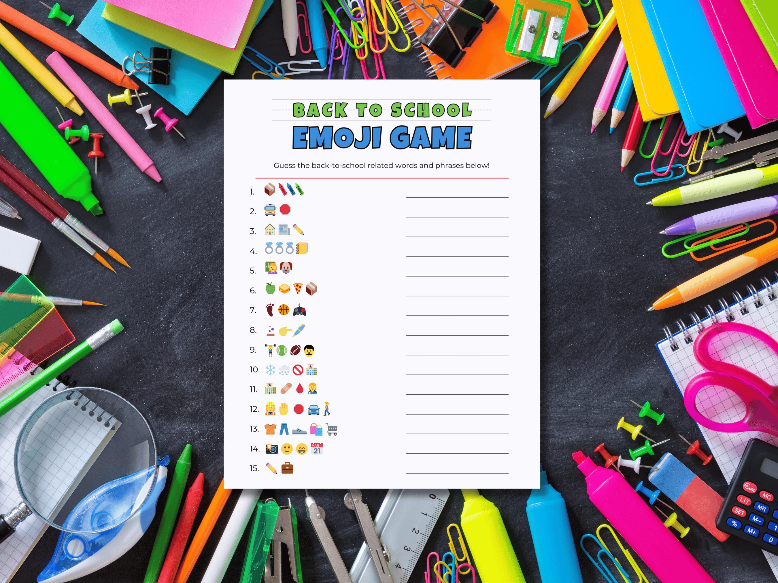 Back to School Emoji Game Printable | First Day of School Activity ...