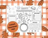 Thanksgiving Coloring Placemats for Kids | Word Search Games
