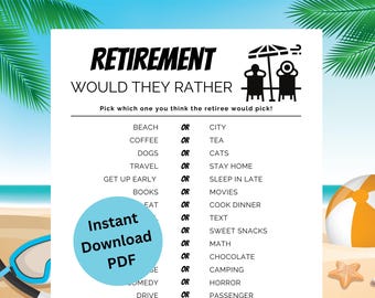 Retirement Would They Rather Game Printable | Retirement Party Game | Office Retirement Activity | Coworker Farewell Icebreaker
