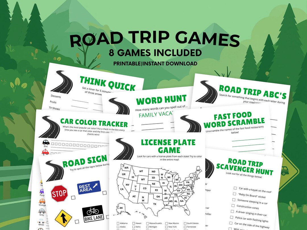 Road Trip Games Bundle Printable | Family Travel Games | Car Ride ...