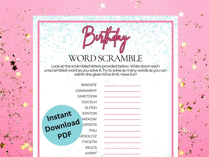 Teen Slumber Party Word Scramble Game | Sleepover Party Printable