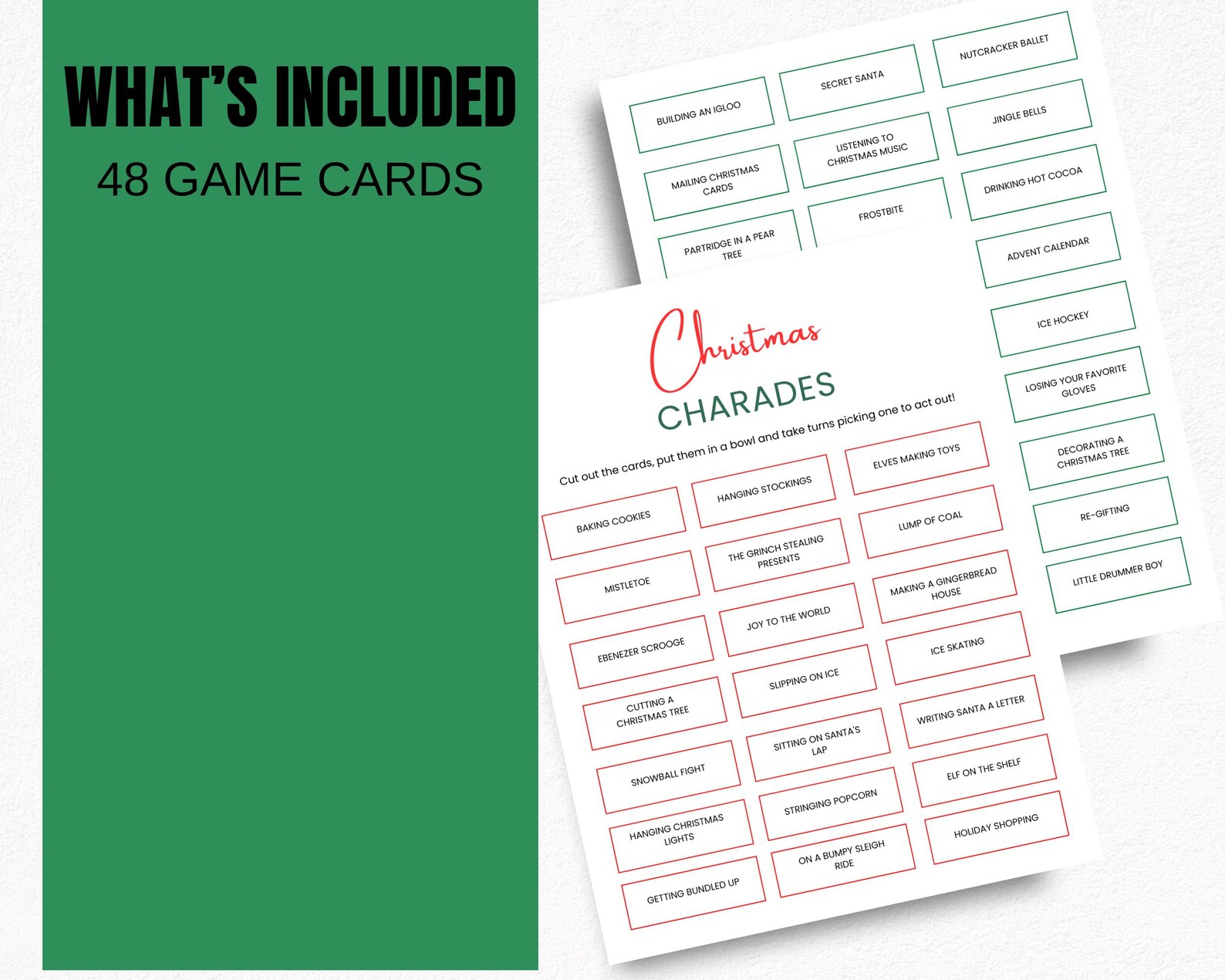 Christmas Charades Game Printable | Holiday Party Game for Kids and ...