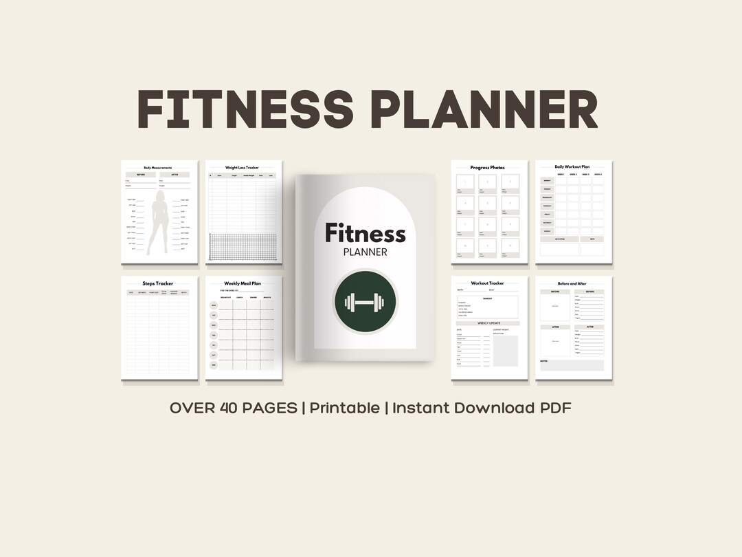 Printable Fitness Planner | Workout Tracker PDF | Weight Loss Log ...