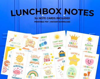 Printable Lunch Box Notes for Kids | 36 Encouraging School Notes | Back to School Lunchbox Messages | Cute Kids Lunch Notes