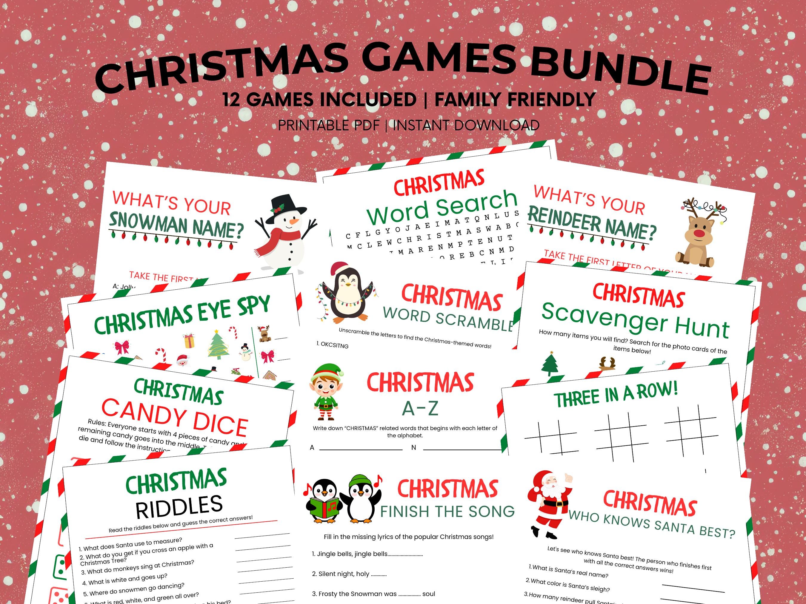 Printable Christmas Games Bundle | Family Christmas Party Games ...