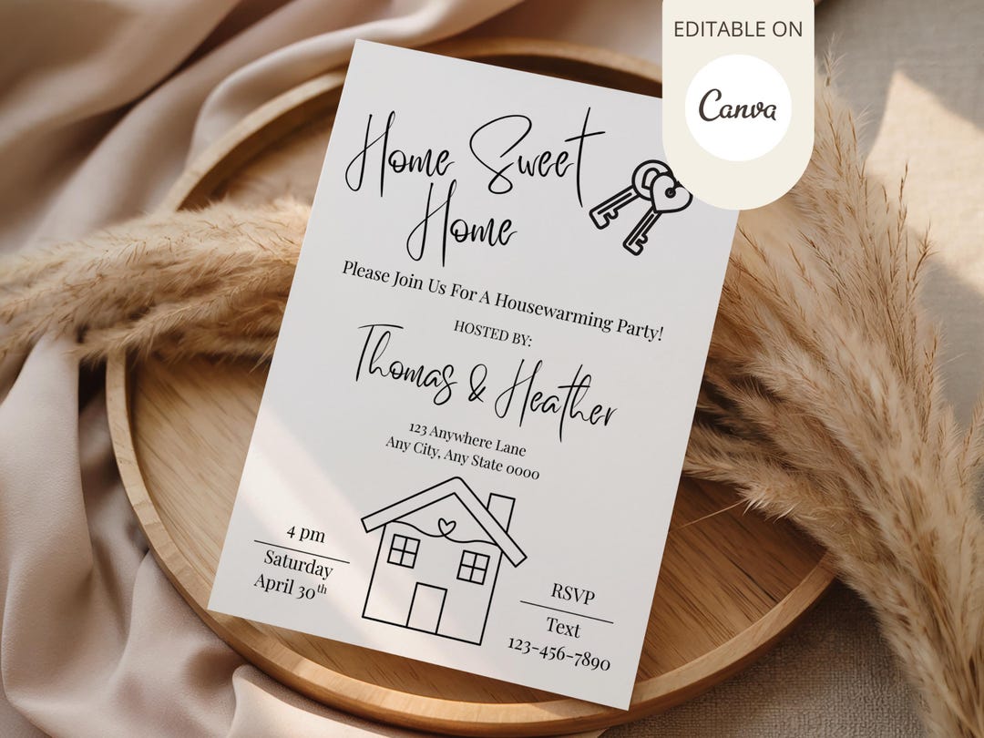 Housewarming Invitation Template Editable | New Home Party Invite ...