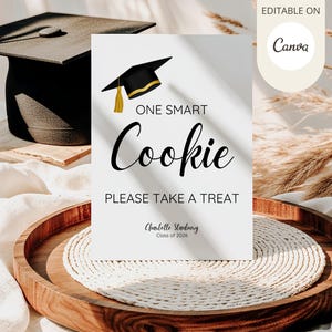 One Smart Cookie Graduation Sign Editable | Cookie Table Graduation Sign | Printable Grad Dessert Table Sign | Class of 2026 Party Decor