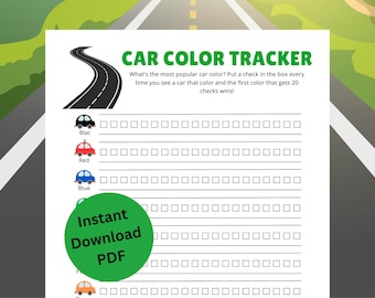 Road Trip Games for Kids | Printable Car Color Game Printable | Car Travel Activity | Kids Road Trip Game | Screen Free Activity
