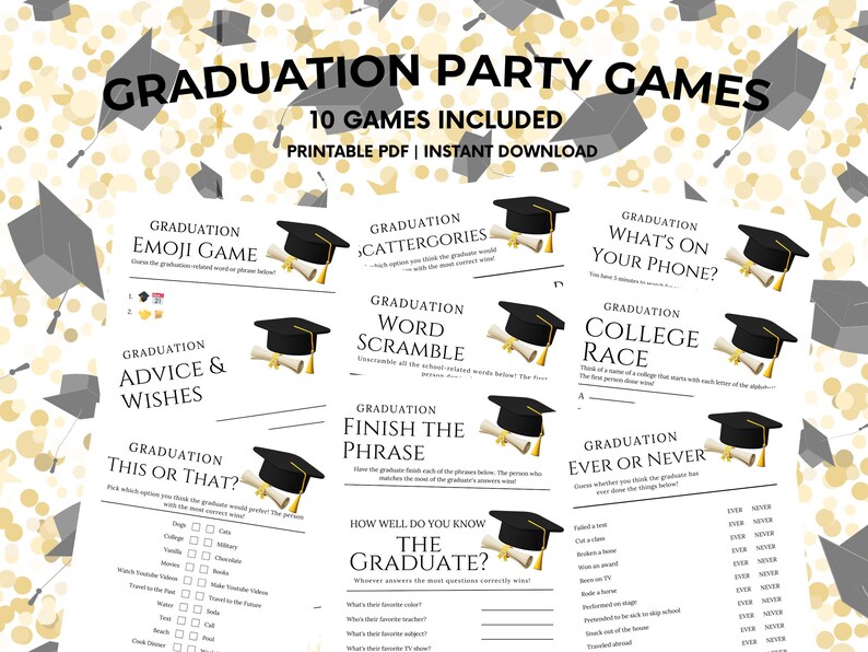 Graduation Party Games Bundle Printable | Grad Party Games for Teens ...