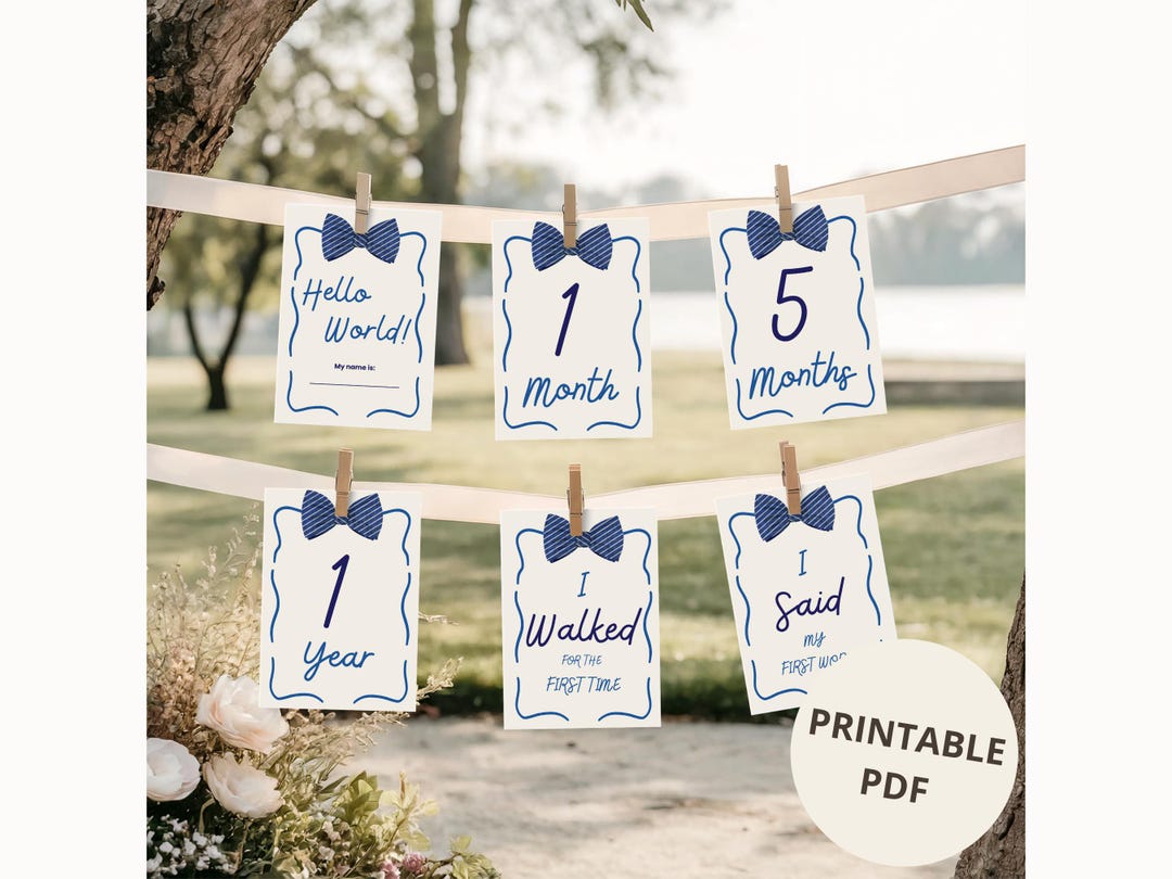 Baby Boy Milestone Cards Printable | Monthly Baby Milestones | Baby ...