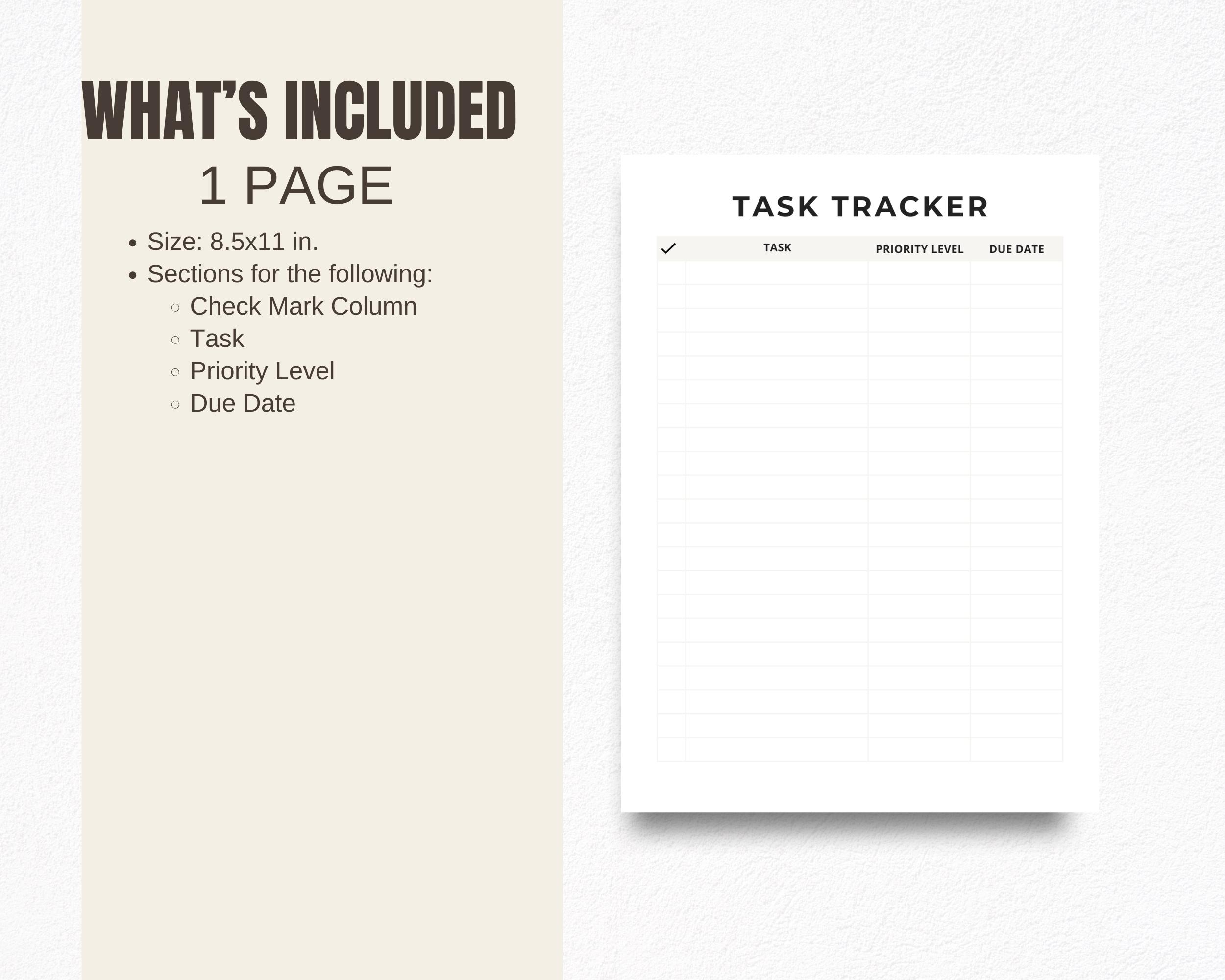 Task Tracker Printable | Project Planner PDF | Task List Organizer ...