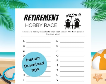 Retirement Hobby Race Game Printable | Retirement Party Game | Retirement Icebreaker Activity | Office Retirement Party Printable