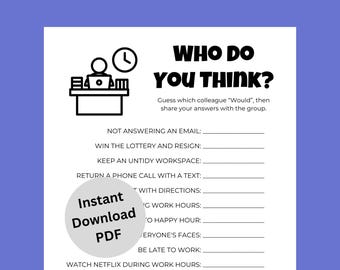 Wer denkst du Büro Party Spiel Printable | Spaß Mitarbeiter Spiel | Team Building Eisbrecher Spiel | Arbeit Party Aktivität | Sofort Download